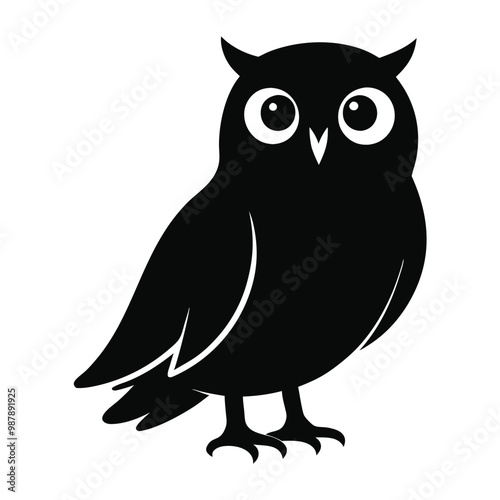 a black silhouette of an owl. vector silhouette 