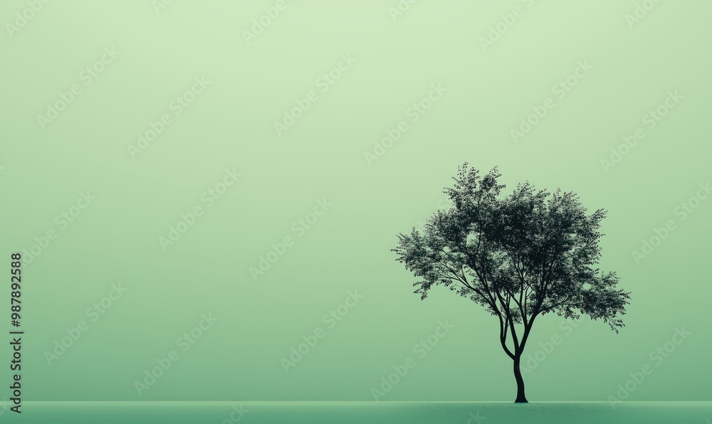 A tree stands alone in a field of green grass. The sky is cloudy and the tree is bare A tree stands alone in a field of green grass. The sky is cloudy and the tree is bare