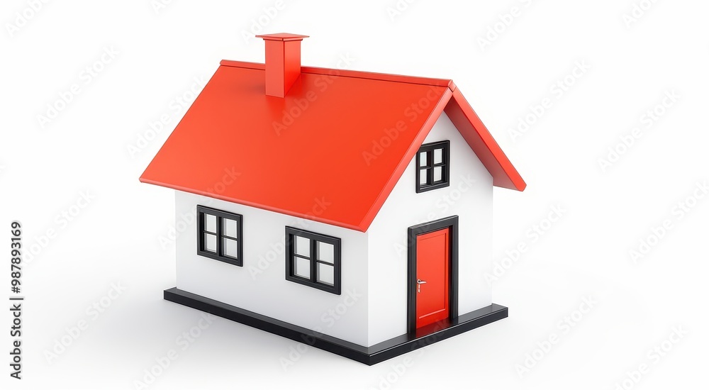 A small, stylized house model with a red roof and door, representing home and shelter. A small, stylized house model with a red roof and door, representing home and shelter.