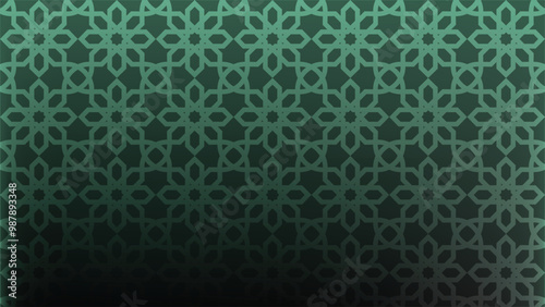 Elegant green geometric pattern with a gradient effect, perfect for Islamic themes, Ramadan, Eid al-Fitr, Eid al-Adha, and other religious or cultural celebrations. Ideal for backgrounds or designs.