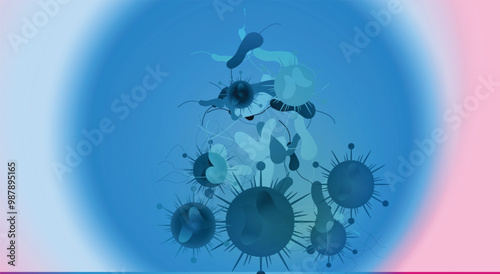 Coronavirus 2019-nCoV. Coronavirus 2019-nCoV outbreak. Virus cells on colorful background.