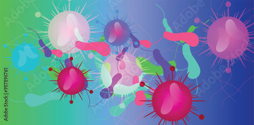 Coronavirus 2019-nCoV. Coronavirus 2019-nCoV outbreak. Virus cells on colorful background.