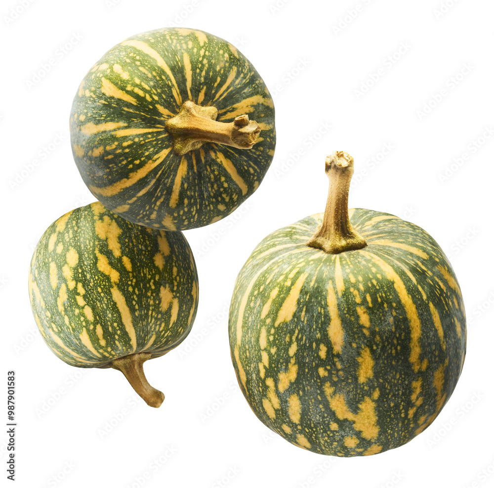 Fresh pumkin falling in the air isolated on white backgroun Fresh pumkin falling in the air isolated on white backgroun
