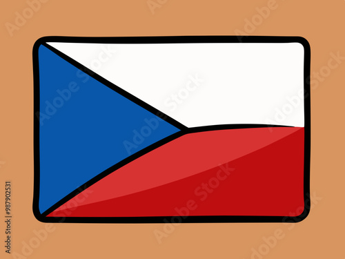 Czech Flag, Doodle Style, National Pride and Culture Concept Vector Art