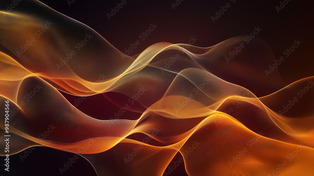 Fototapeta premium Abstract minimalist cocktail-themed image with vibrant orange and gold flowing shapes on a dark background