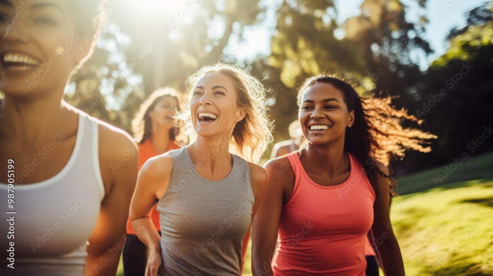 A group of friends joyfully run together outdoors in athletic attire, highlighted by sunlight and the vibrant energy of camaraderie and health. A group of friends joyfully run together outdoors in athletic attire, highlighted by sunlight and the vibrant energy of camaraderie and health.