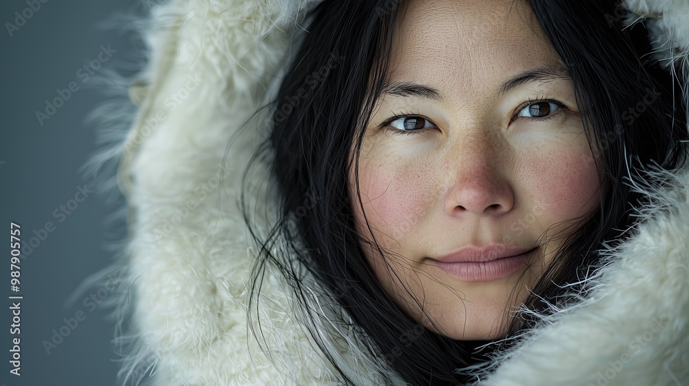 young inuit woman in national dress close-up portrait Generative AI young inuit woman in national dress close-up portrait Generative AI