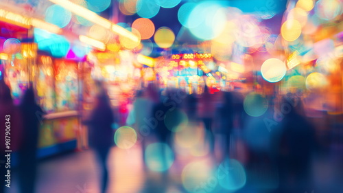 Wallpaper Mural Bright abstract city carnival scene at night with glowing bokeh lights and colorful blur capturing energy Torontodigital.ca