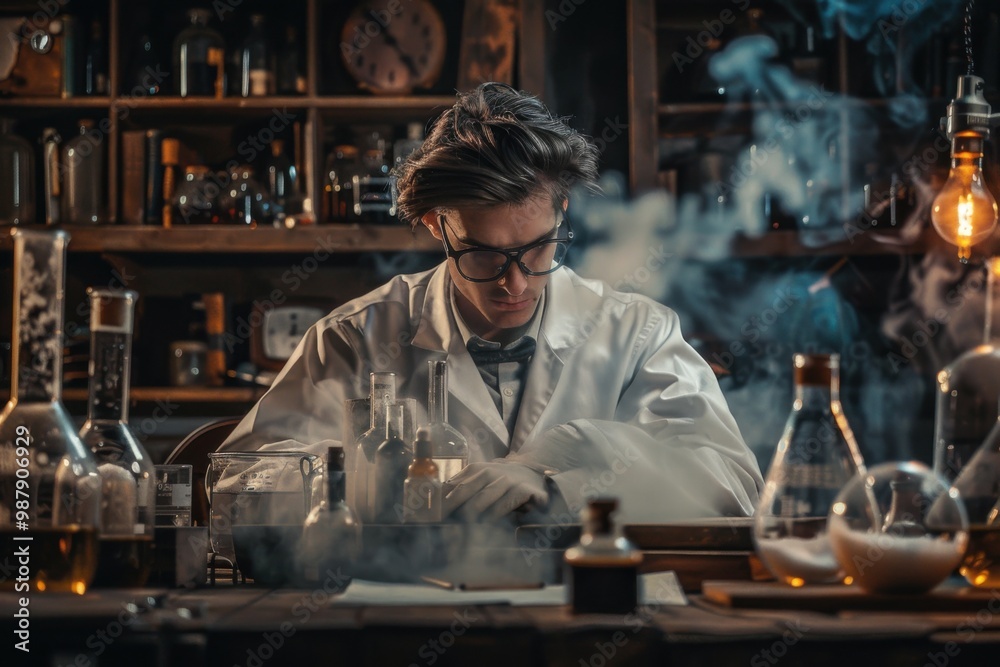Obraz premium Chemist Conducting Experiments in the Laboratory