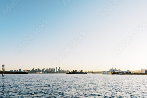 View of Vancouver city skyline and Vancouver harbour from Lonsdale Quay North Shore