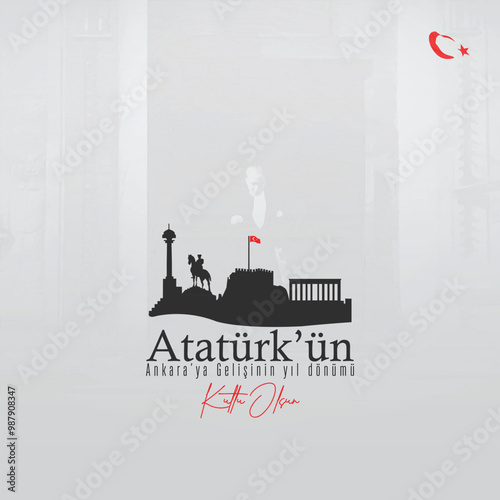 13 Ekim, Ankara'nın başkent oluşu kutlama tasarımı. Translation: Celebration design for October 13, Ankara becoming the capital city.