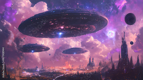 Close encounter with the galactic federation's light team. Galactic Federation. Illustration