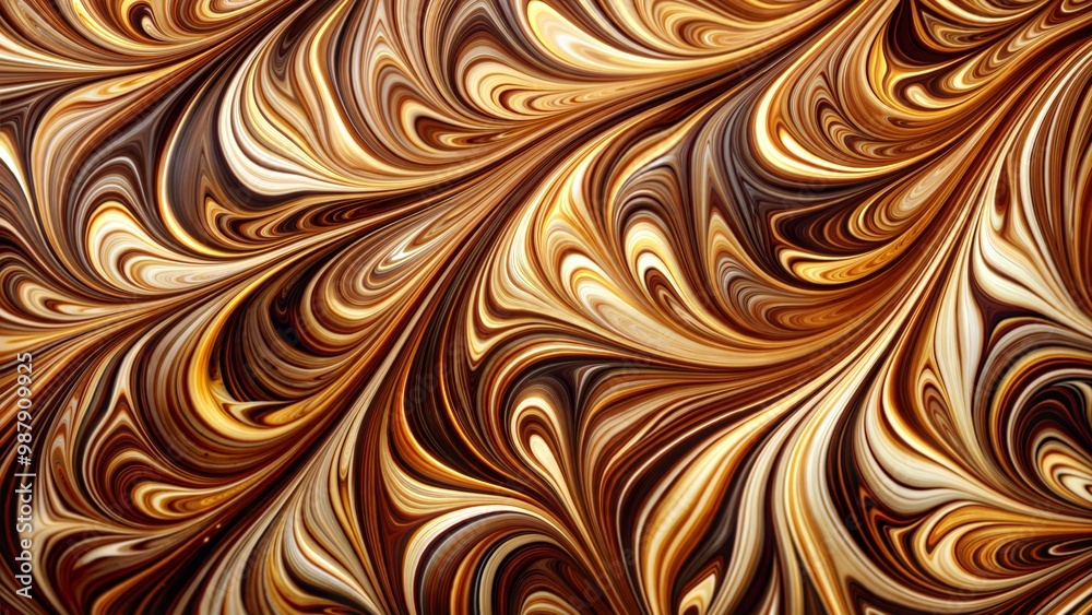 Dynamic Abstract Chocolate Swirls with Creamy Accents in Warm, Rich Tones