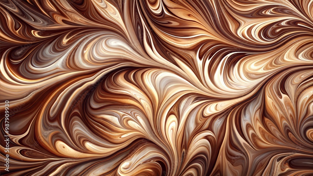 Rich Chocolate and Cream Swirling Abstract Pattern with Warm and Vibrant Tones Rich Chocolate and Cream Swirling Abstract Pattern with Warm and Vibrant Tones