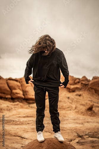 All Black Outfit Desert Rocks Goblin Valley