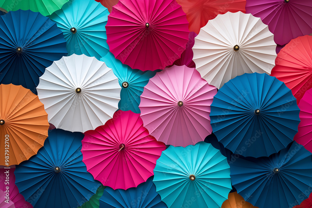 Naklejka premium Background with Colorful Paper Umbrellas