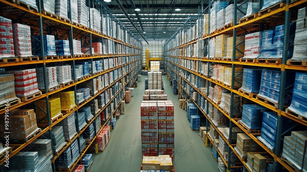 Warehouse with high shelves Warehouse with high shelves