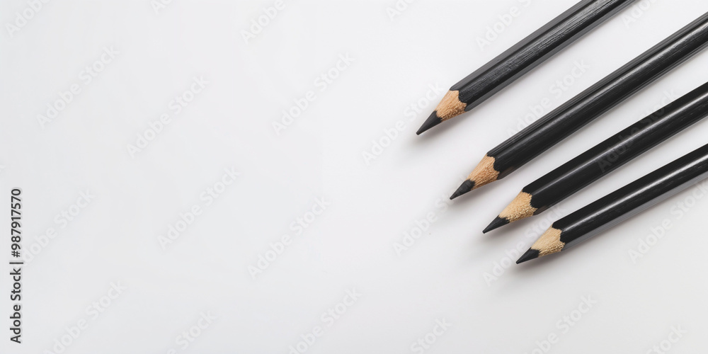Precision, artistry, and creativity with black pencils on white background, elegance, pencil, luxury concept Precision, artistry, and creativity with black pencils on white background, elegance, pencil, luxury concept