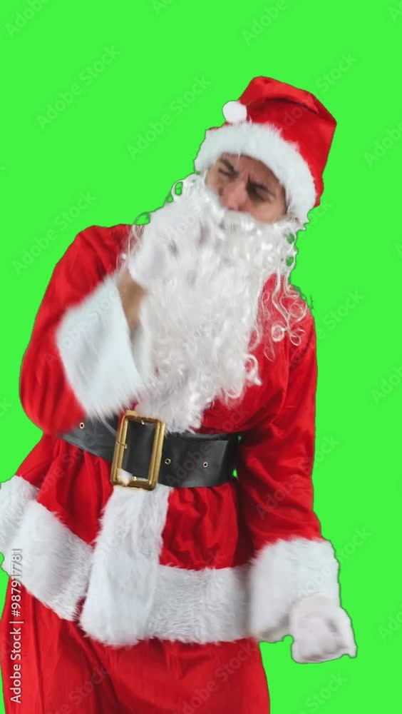 vertical Fun Santa Claus pretending to sing with an imaginary microphone vertical Fun Santa Claus pretending to sing with an imaginary microphone