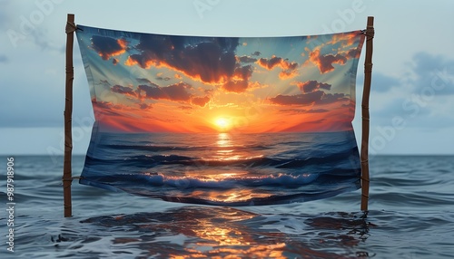 Inspirational banner featuring sunrise over the sea with the word Today in bold letters at the center