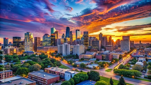 Stunning Skylines of Major U.S. Cities at Dusk Showcasing Urban Beauty and Architectural Diversity #987920312