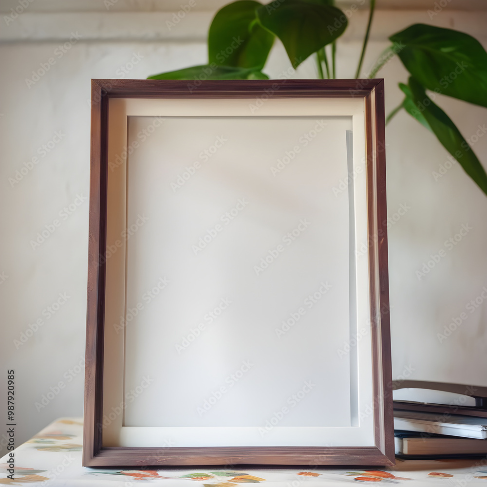Blank photo frame mockup on rustic wooden background. Home decor Blank photo frame mockup on rustic wooden background. Home decor
