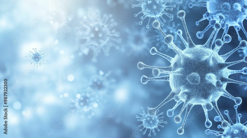 Naklejka premium Close-up Illustration of a Virus Structure with Detailed Textures and Colors, Representing Microscopic Life Forms in a Scientific Context