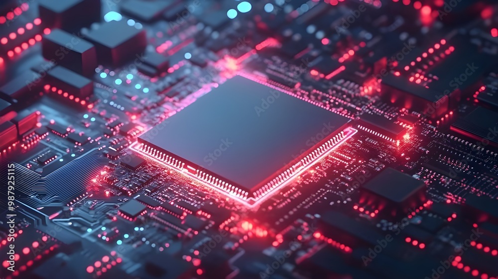 Sophisticated circuit board highlights the integration of AI computer chip Sophisticated circuit board highlights the integration of AI computer chip