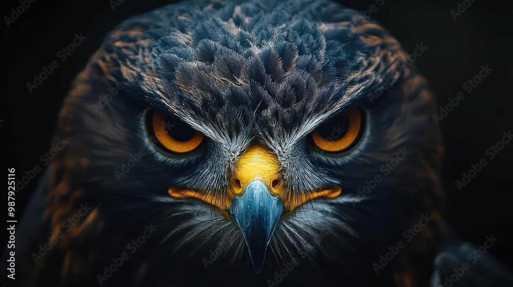 Fierce eagle's piercing gaze is locked forward, feathers detailed and powerful, capturing its intense and dominant presence.
Fierce eagle's piercing gaze is locked forward, feathers detailed and powerful, capturing its intense and dominant presence.