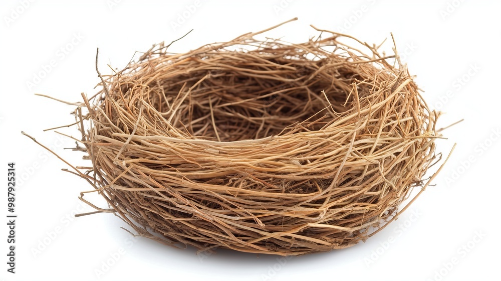 one single empty birds nest isolated on white background one single empty birds nest isolated on white background