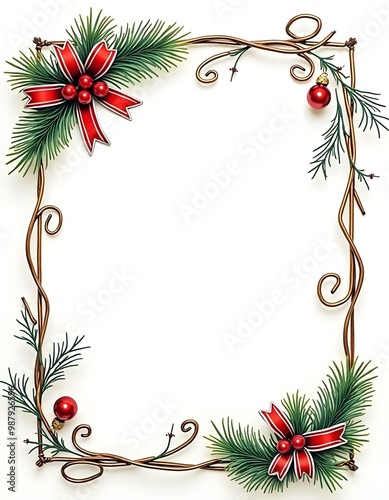 christmas frame with branches
