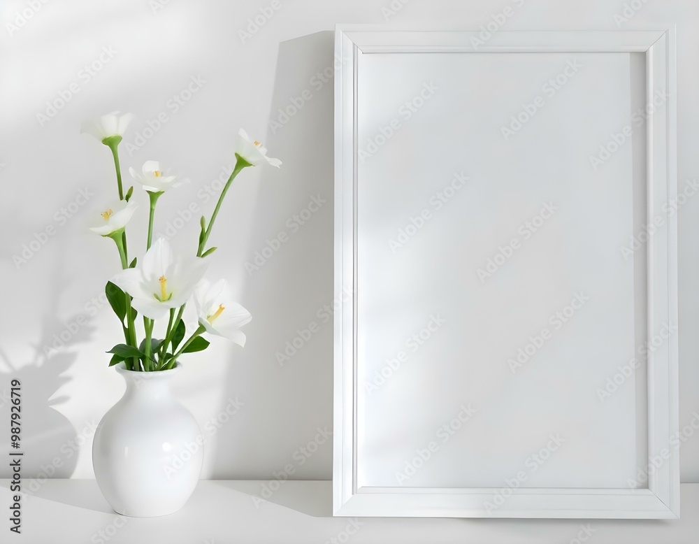 white flower in vase frame with flowers white flower in vase frame with flowers