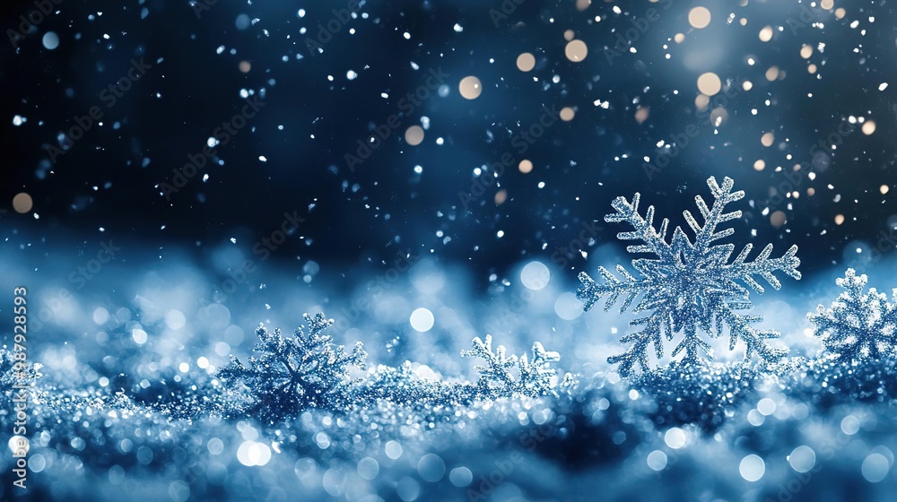 A serene winter scene featuring soft falling snowflakes against a sparkling blue backdrop, evoking the beauty of the season. A serene winter scene featuring soft falling snowflakes against a sparkling blue backdrop, evoking the beauty of the season.