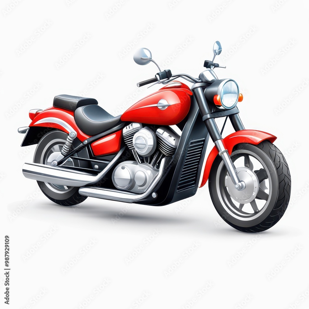 A vibrant red motorcycle designed for leisure and transportation. A vibrant red motorcycle designed for leisure and transportation.
