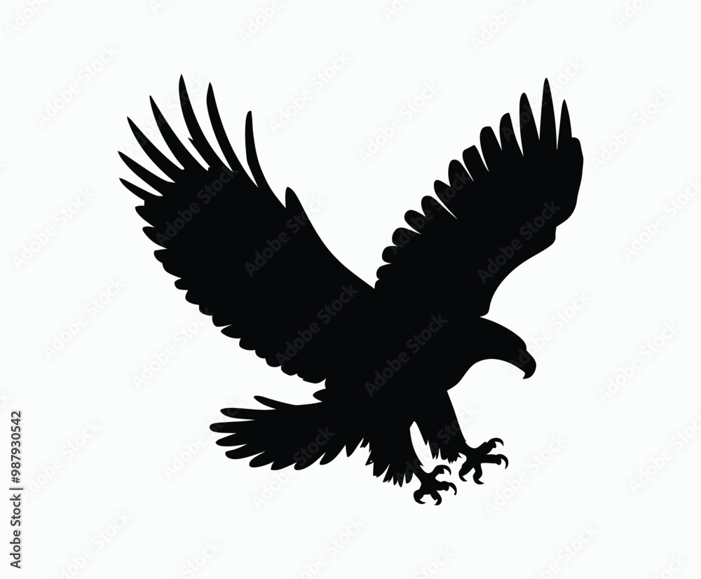Fototapeta premium Bald eagle silhouette EPS vector isolated illustration and icon template on a white background