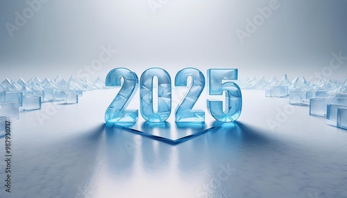 Wallpaper Mural 2025 made with ice on the white floor background " ai generated "
 Torontodigital.ca