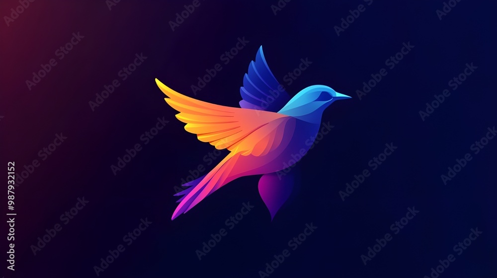 Fototapeta premium Bird logo features a stylish, vibrant design with gradient colors design