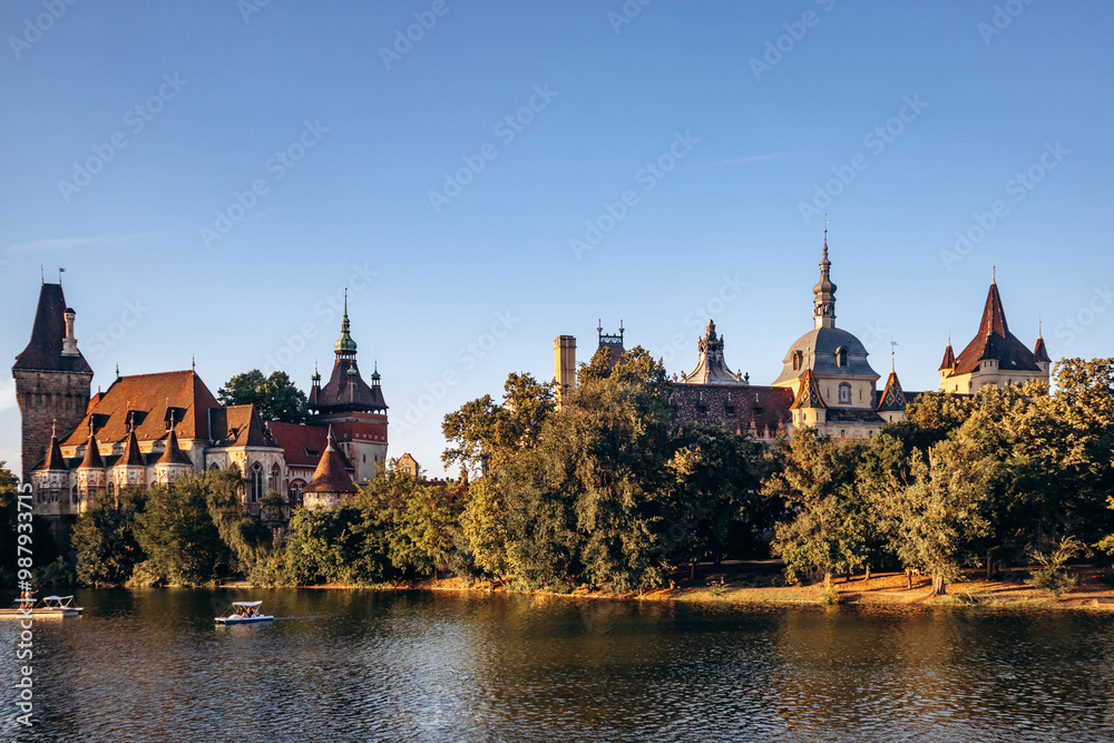 Naklejka premium Vajdahunyad Castle, one of the romantic castles in Budapest, Hungary, located in the City Park