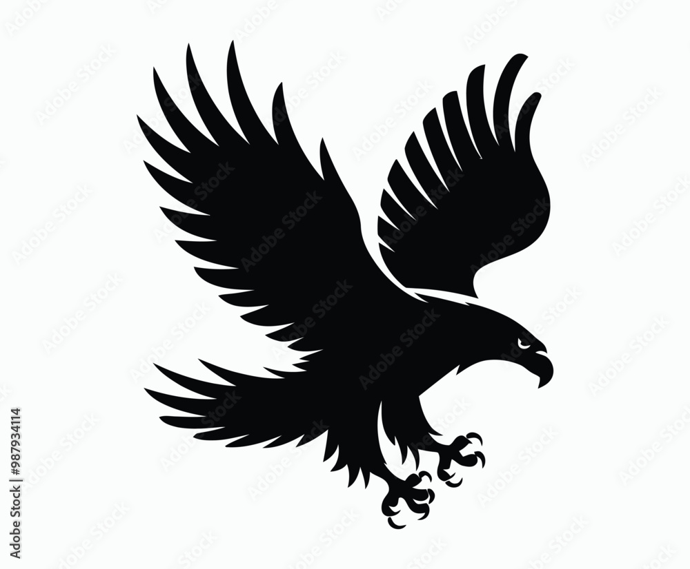 Obraz premium Bald eagle silhouette EPS vector isolated illustration and icon template on a white background