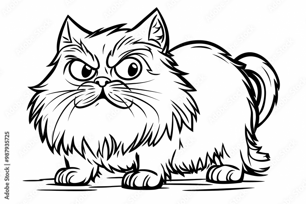 Obraz premium Adorable cat coloring page for children, perfect for creative stock illustrations.