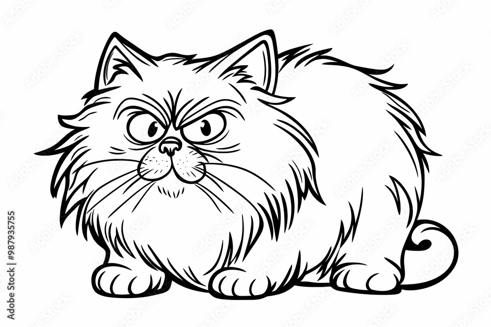 Obraz premium Adorable cat coloring page for children, perfect for creative stock illustrations.