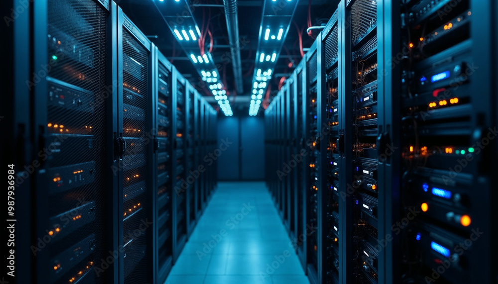 Server room with organized network devices, highlighting tech infrastructure efficiency.
Server room with organized network devices, highlighting tech infrastructure efficiency.