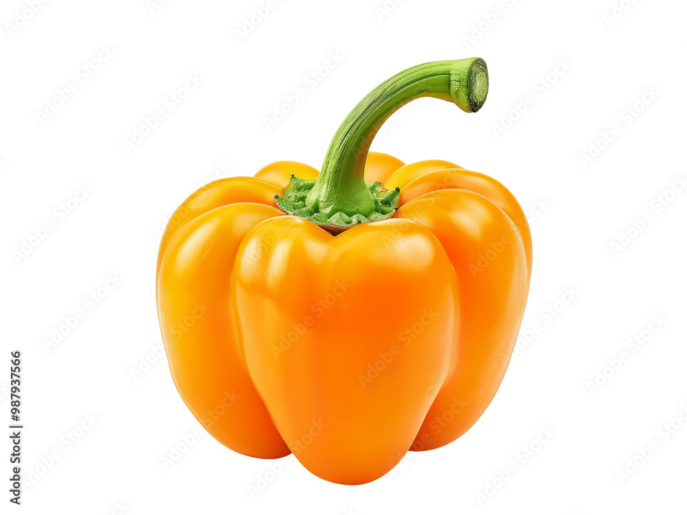Orange bell pepper on transparent background.