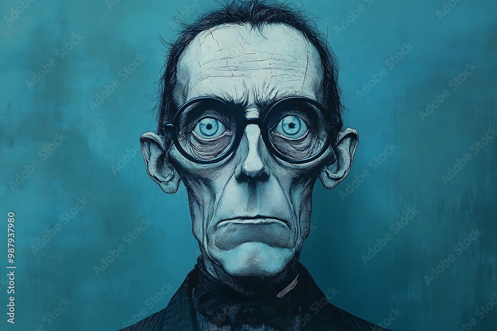 Portrait of a terrifying horror man character with a sinister expression in a dark setting.. Portrait of a terrifying horror man character with a sinister expression in a dark setting..
