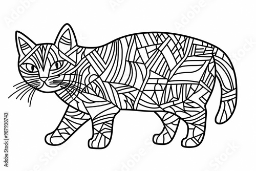 Wallpaper Mural  Adorable cat coloring page for children, perfect for creative stock illustrations. Torontodigital.ca
