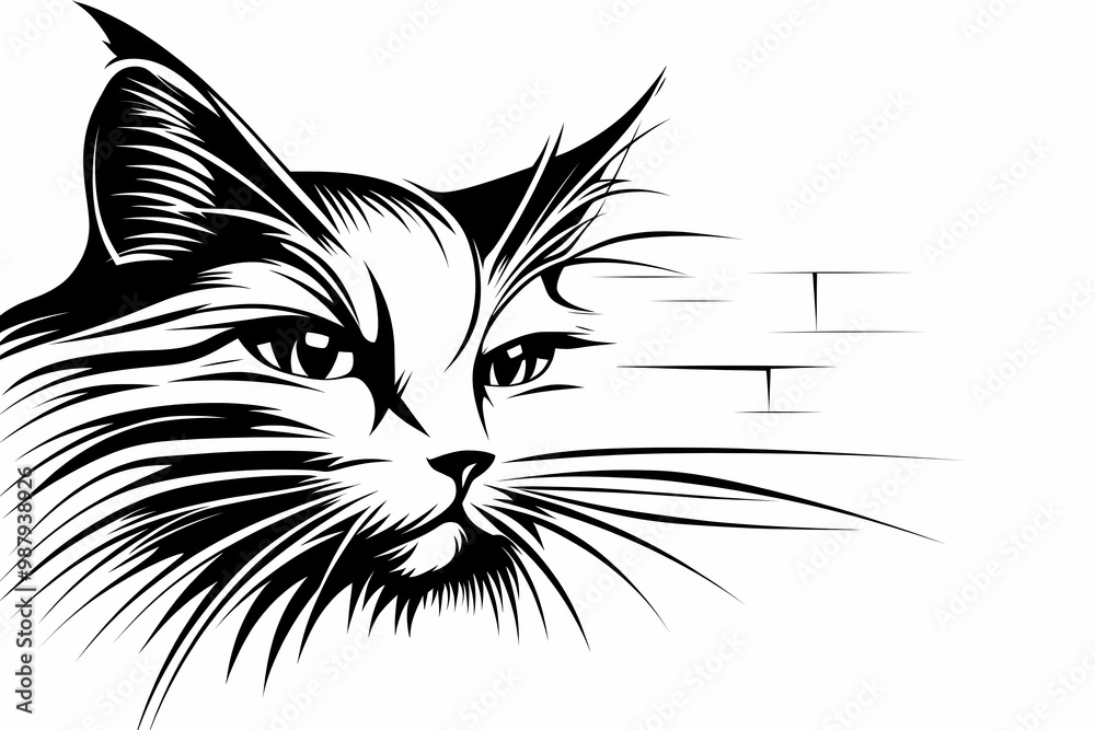 Obraz premium Adorable cat coloring page for children, perfect for creative stock illustrations.