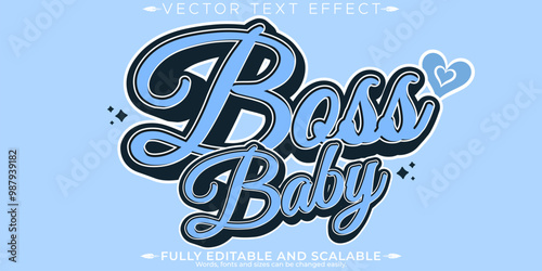 Baby editable text effect, editable boy and child text style