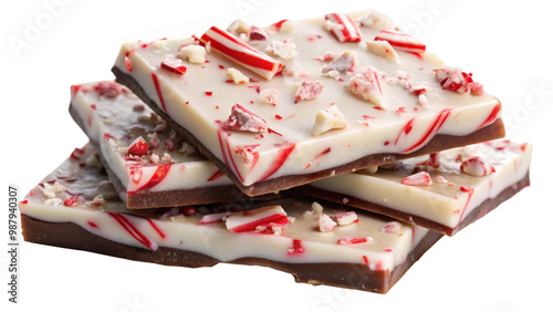 Peppermint Bark on transparent background.