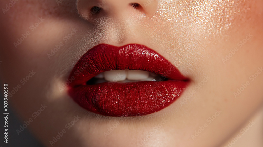 close up of a beautiful woman lips with red lipstick , lips with makeup close up of a beautiful woman lips with red lipstick , lips with makeup