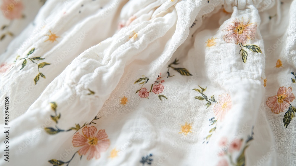 White pajama pants adorned with a floral pattern and drawstring, perfect for sleepwear. These are part of your daughter's clothing collection White pajama pants adorned with a floral pattern and drawstring, perfect for sleepwear. These are part of your daughter's clothing collection
